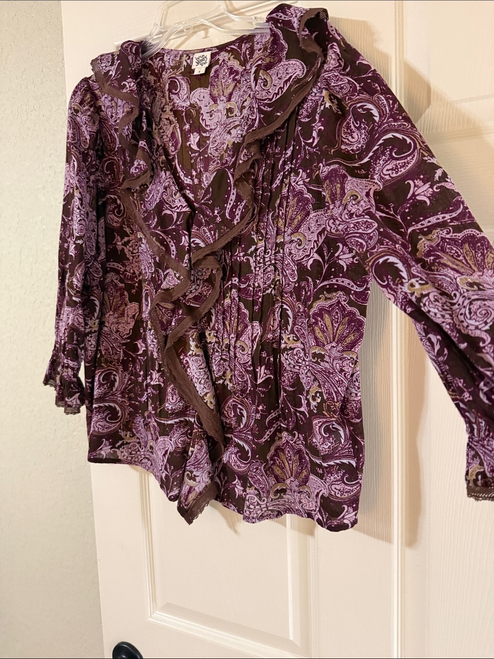 ivy jane Purple Paisley Ruffle Blouse